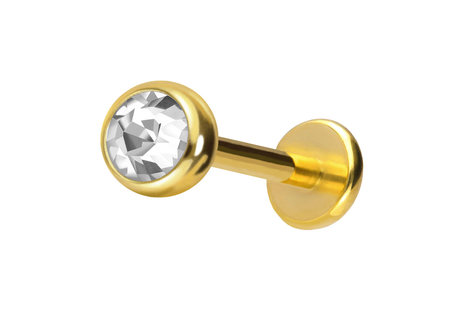 Titan Labret Piercing mit Push Fit KRISTALL